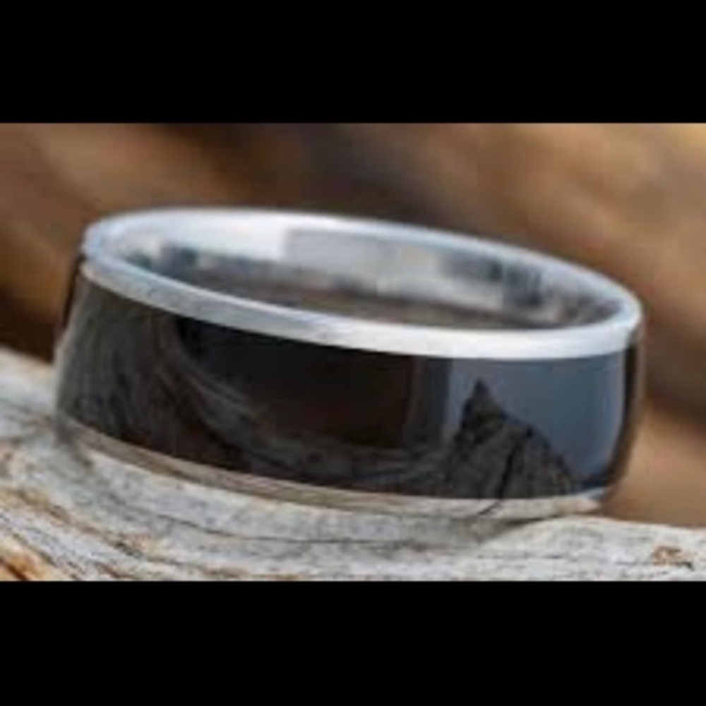Black jade sterling silver 925 stamped ring wedding anniversary engagement